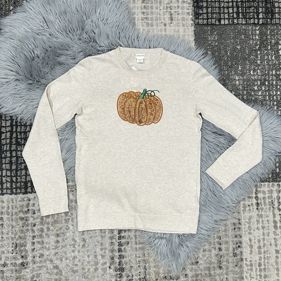 Other - J. Crew Crewcuts Girls Embroidered Sequin‎ Pumpkin Sweater Size 12/14 XL ($75)